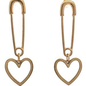 NWT Brushed Metal Safety Pin Drop Earrings